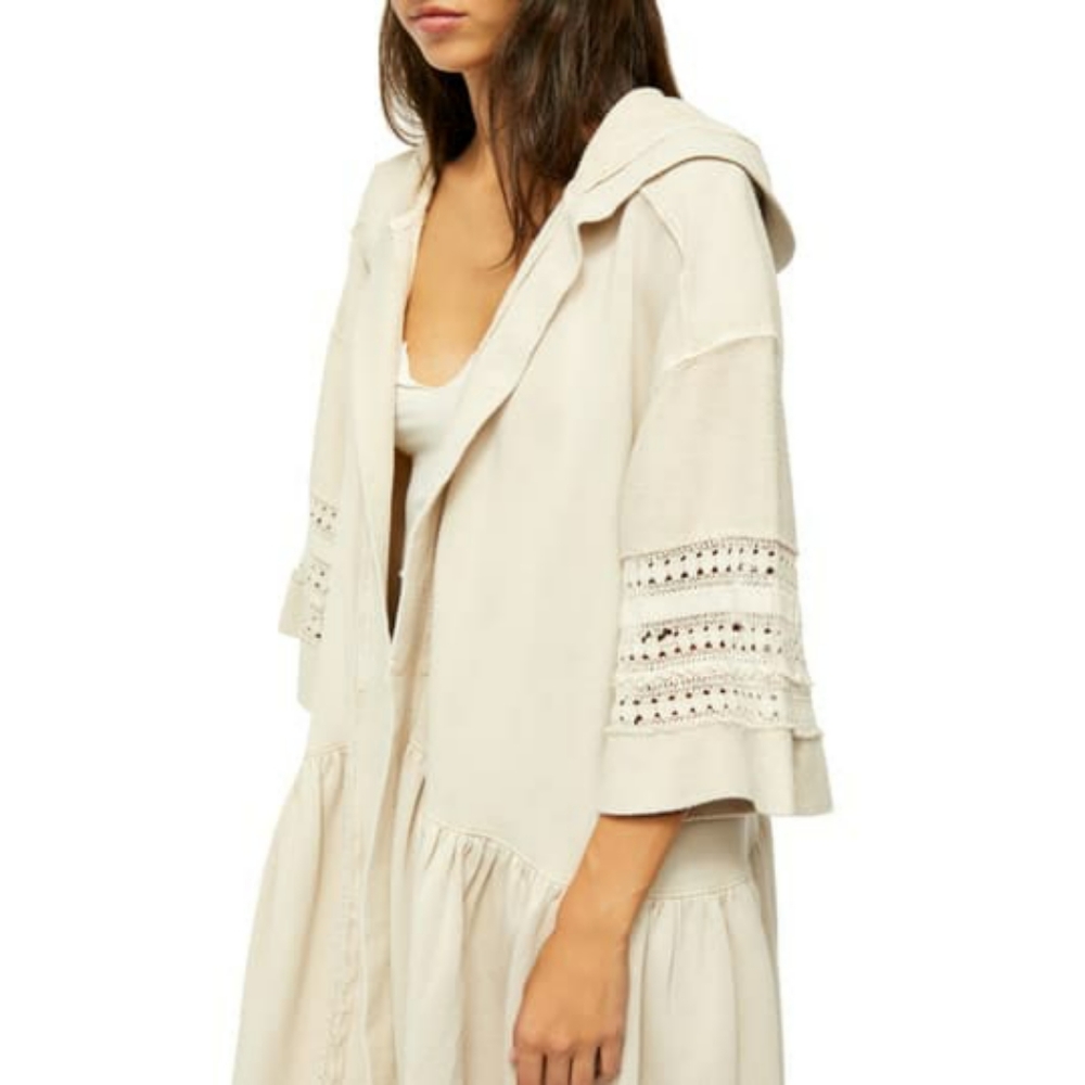 New FREE PEOPLE Haley Cardigan Duster Ivory Large - Picture 2 of 10